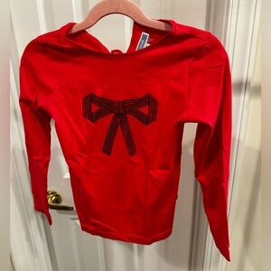 Jacadi Red Long Sleeve Tee with Bow Design for girls - size: 6 years